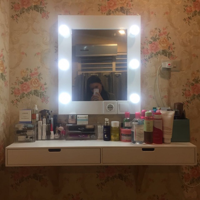sminkbords lampor Jual Vanity Mirror 60X50 + Drawer Indonesia|Shopee Indonesia