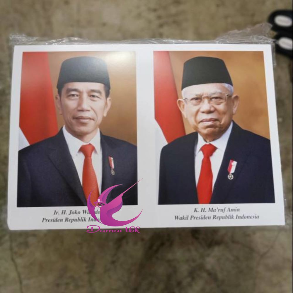 Paket 5 PASANG / 1 pasang POSTER FOTO PRESIDEN DAN WAKIL PRESIDENTH 20192024 ukuran 25x35cm