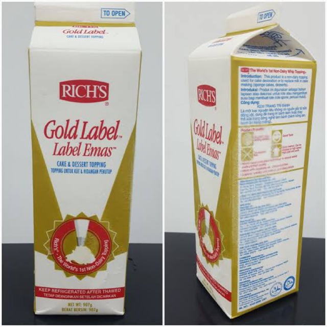 Richs gold label non dairy whipping cream (1L) Shopee Indonesia