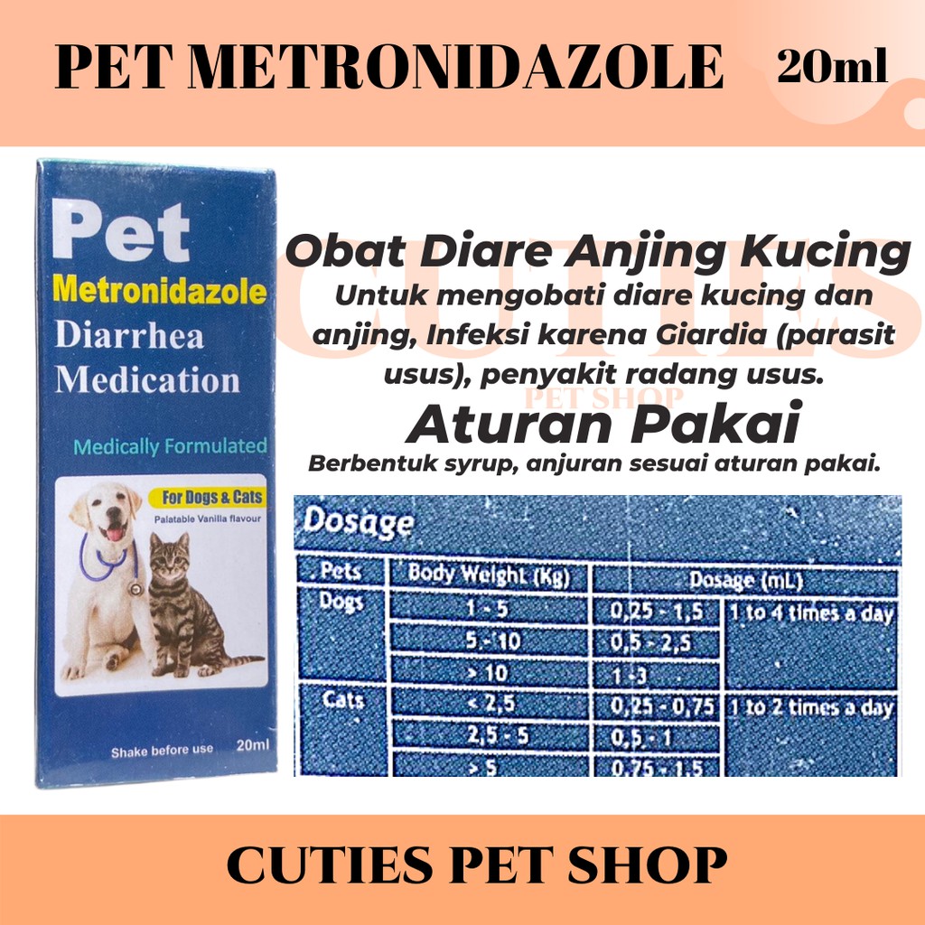 Jual OBAT DIARE ANJING KUCING / PET METRONIDAZOLE DIARRHEA MEDICATION