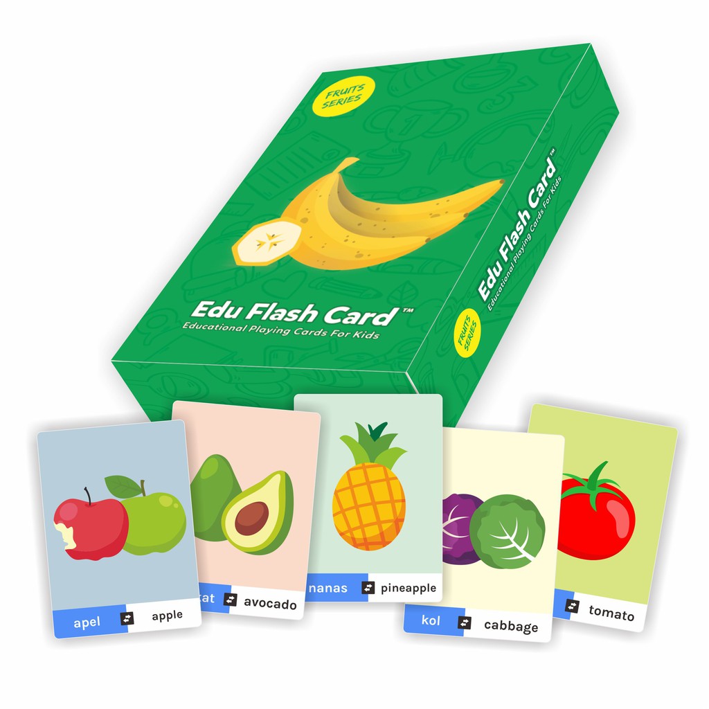 EDU FLASHCARD BUAH&SAYUR belajar bahasa ingggris buah sayur fruits