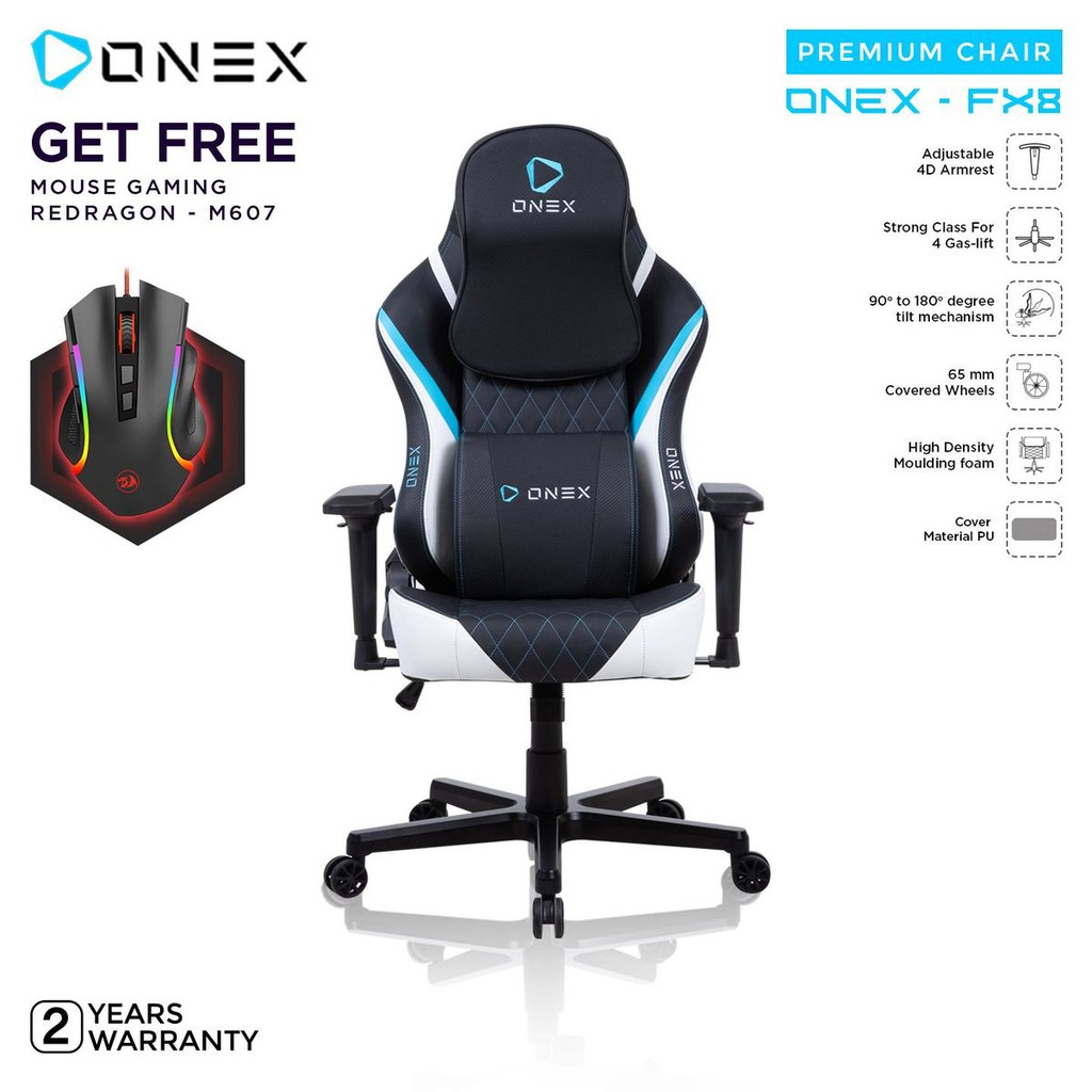ONEXFX8 Premium Quality Gaming Chair Kursi BLUEWHITE Shopee Indonesia