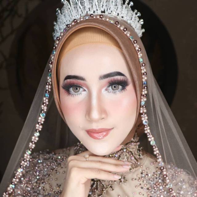 Veil jilbab pengantin mutiara double Shopee Indonesia