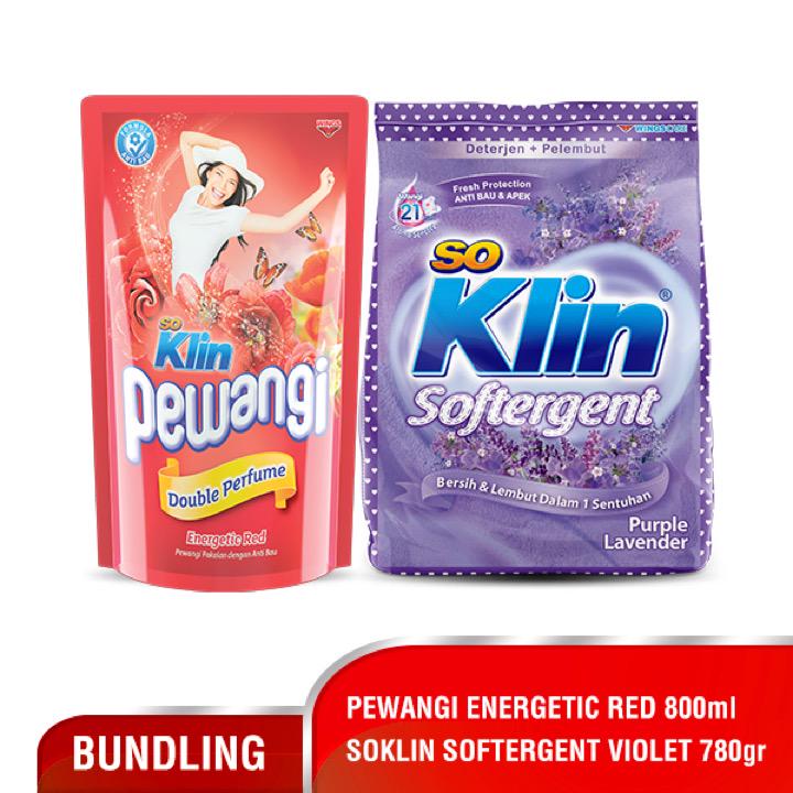 Soklin Pewangi Energetic Red Pouch & Powdet Softergent