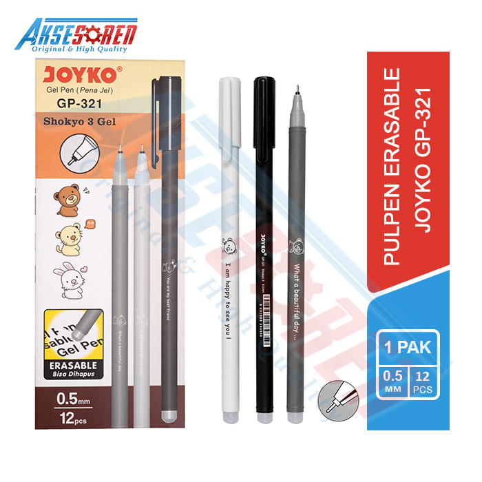 Jual ERASABLE GEL PEN SHOKYO 3 JOYKO [GP321/12 PCS/1 PACK] / PULPEN