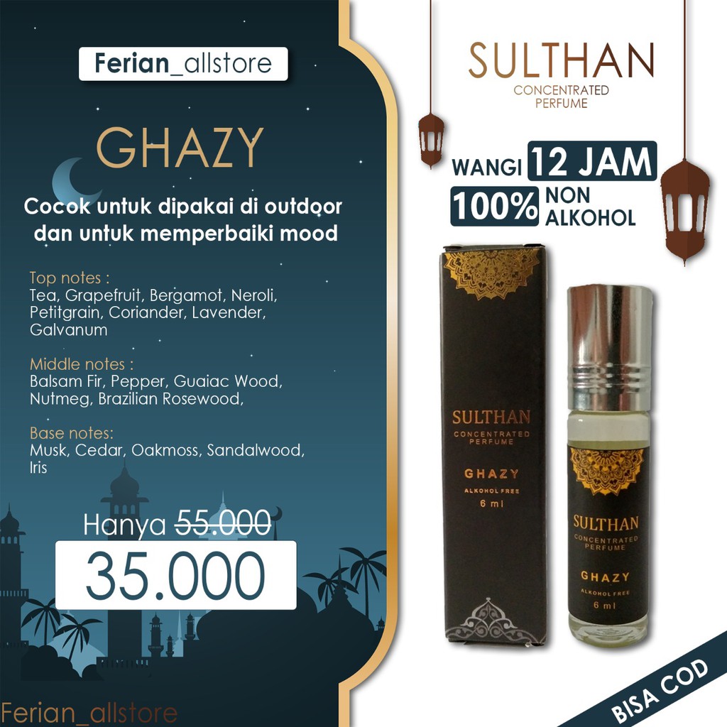 Parfum sulthan Original Tahan Lama 12 jam Parfume Sholat