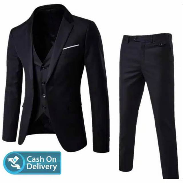 Setelan Jas nikah/Setelan Jas Blazer pria Hitam, navy, abu Shopee Indonesia
