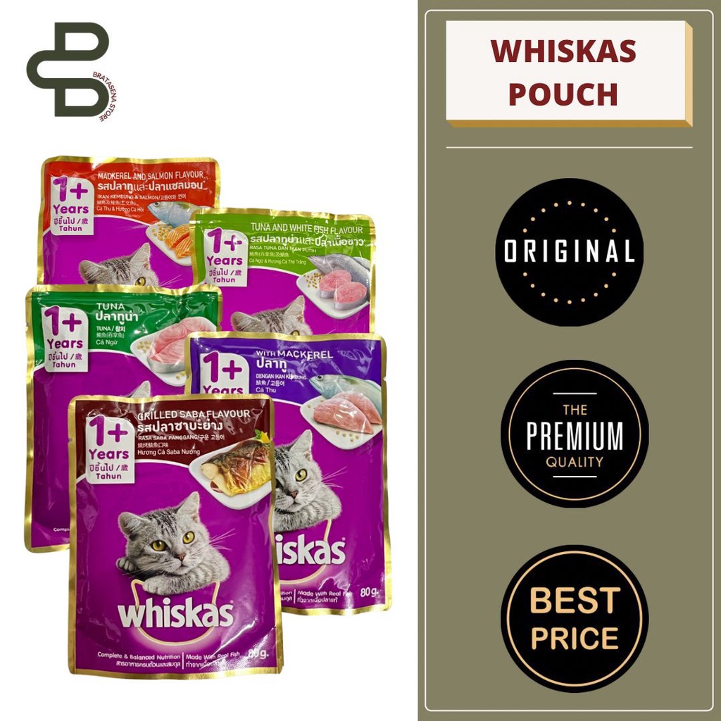 Jual WHISKAS ADULT 1+ YEARS WET FOOD / MAKANAN BASAH 80GR (POUCH