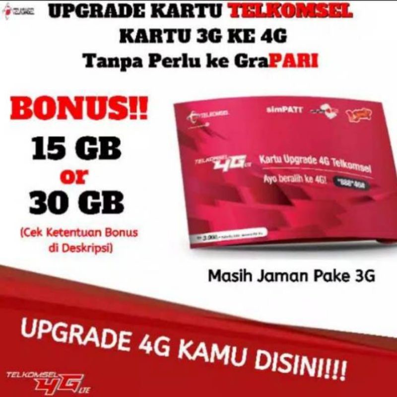 Jual TELKOMSEL KARTU UPGRADE 4G (3G KE 4G) AS, simPATI, LOOP Shopee