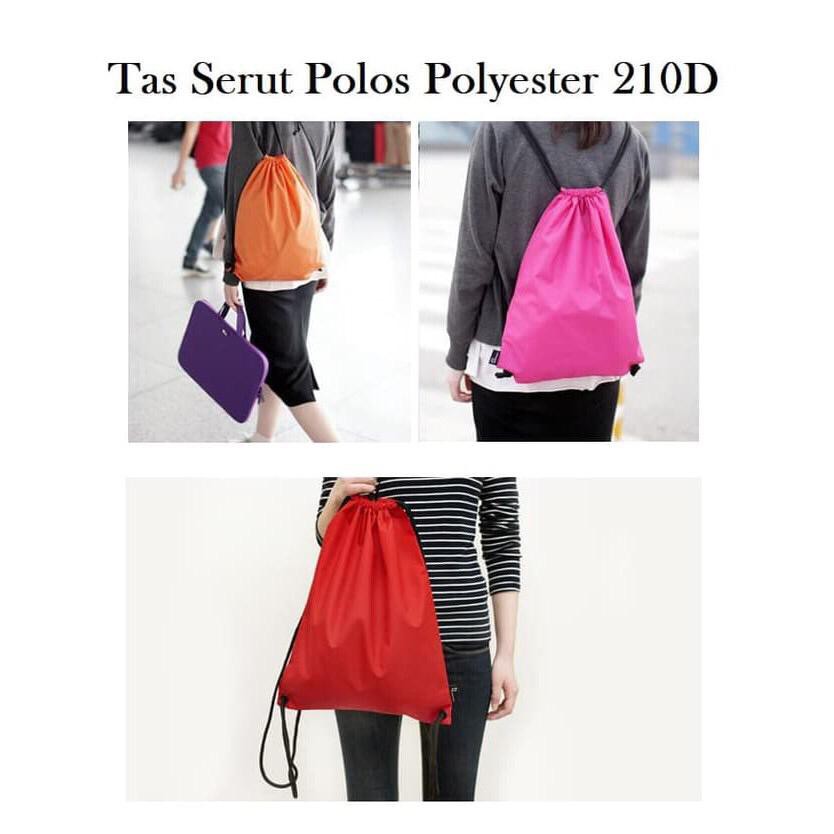 TAS078 210D Poliester Sederhana Tas Serut/Tas Serut Pria dan Wanita Ransel