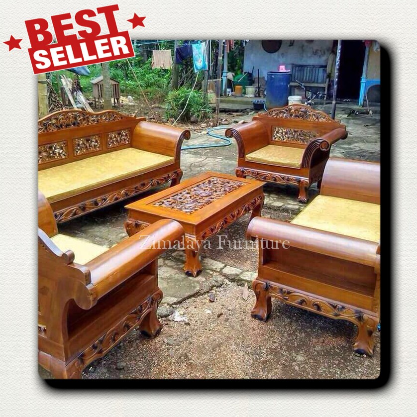 Jual KURSI TAMU JATI UKIR KAKI MACAN FURNITURE JEPARA MEWAH Shopee