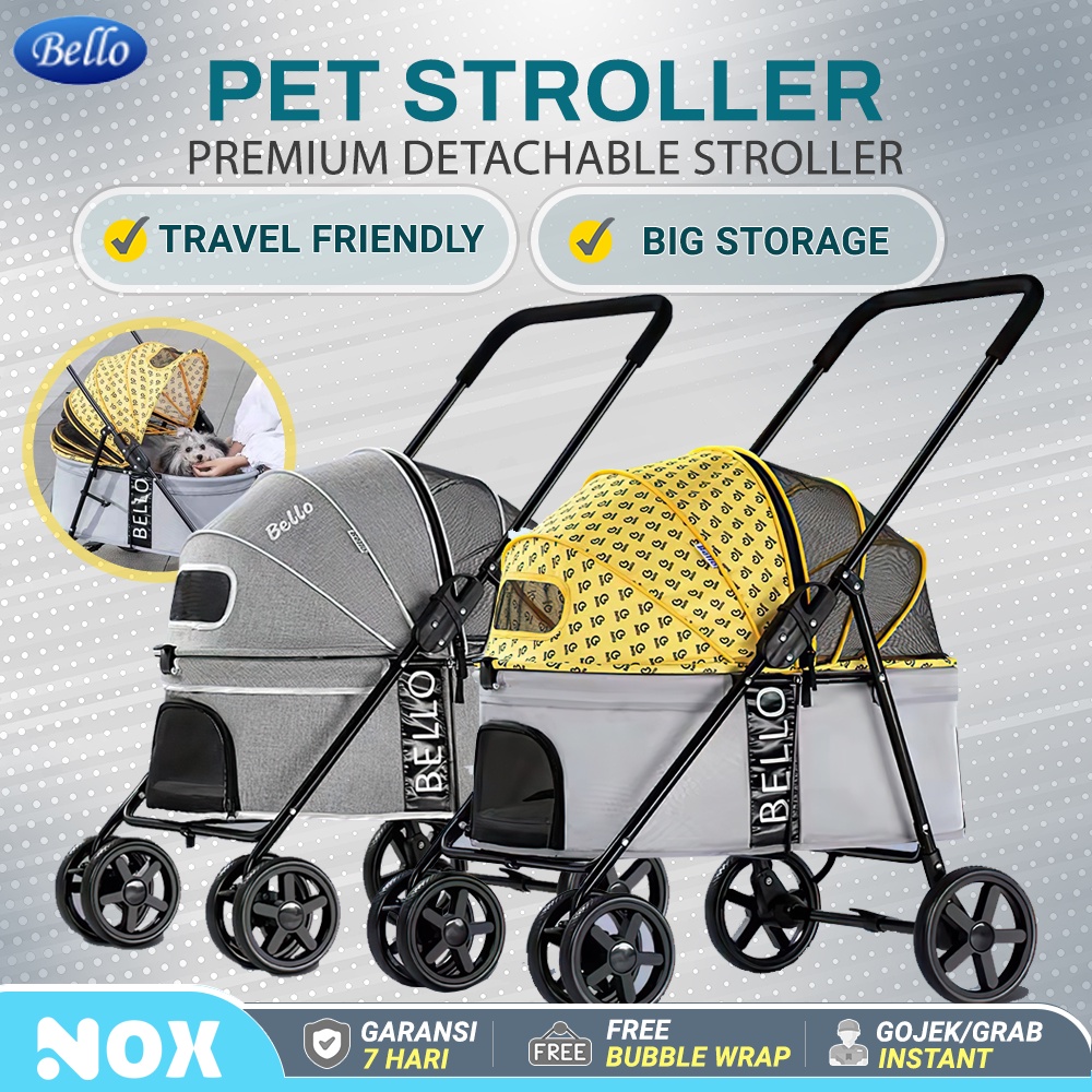 Jual Bello Premium Pet cat dog stroller cart trolley carrier troli