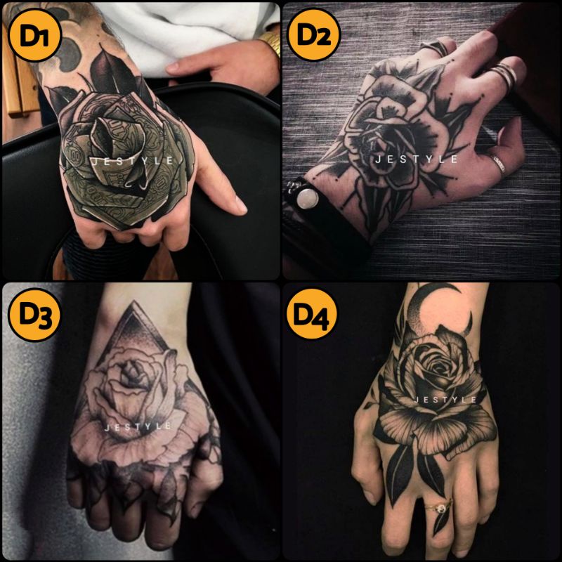 Jual Tattoo Temporary Tatto temporer bunga gelap pergelangan kepal