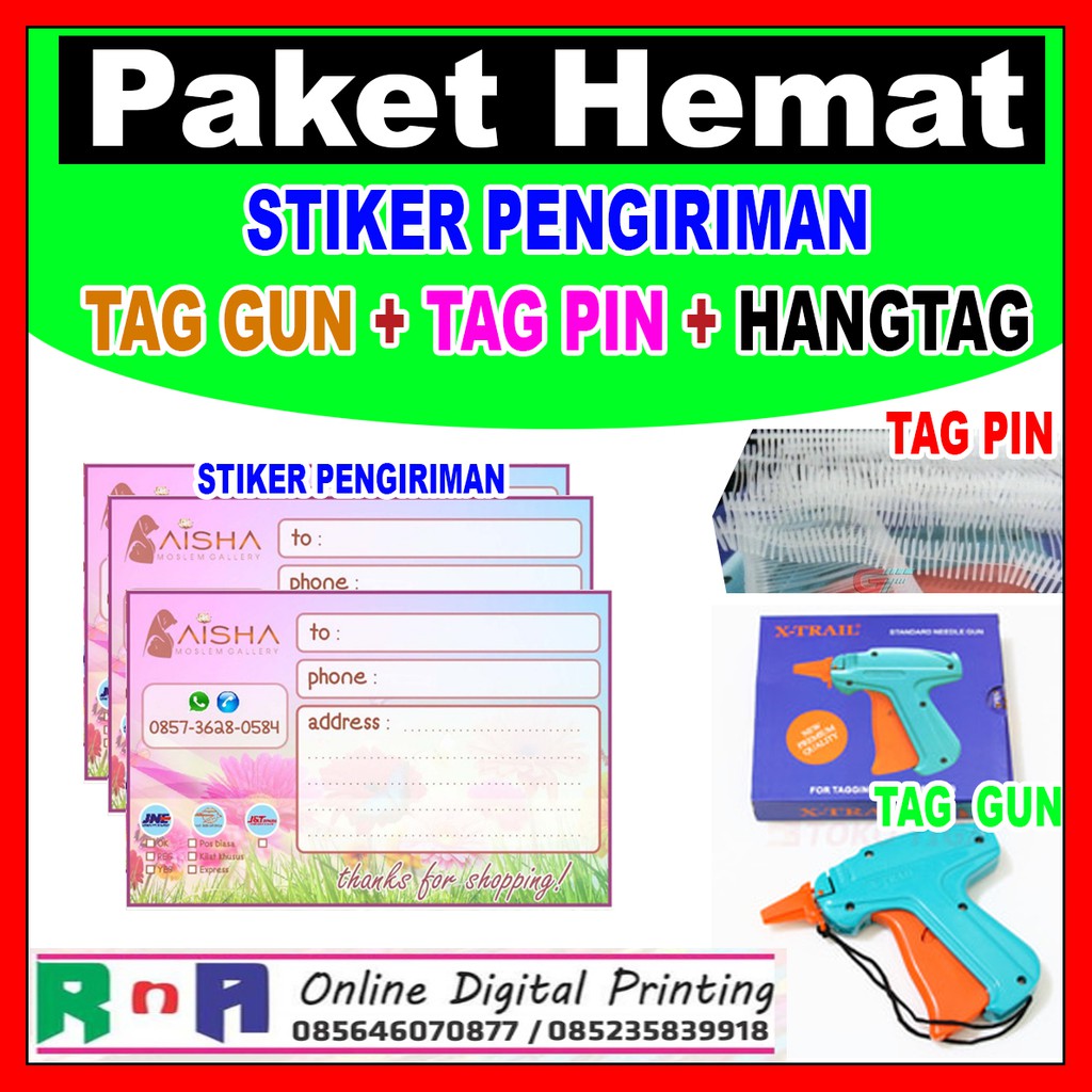 Paket Hemat (Stiker Pengiriman + Tag Pin + Tag Gun