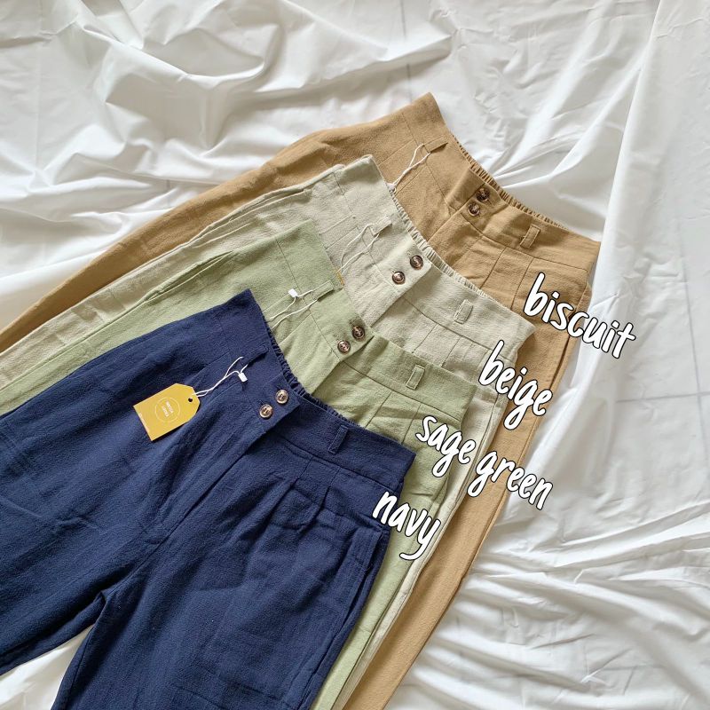 Jual Becky Linen Pants Celana Linen Celana Wanita Celana Kerja