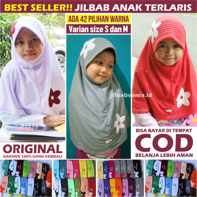 Jilbab Anak Vania Bunga Ceplok Size S & M Kerudung Hijab Instan Sekolah