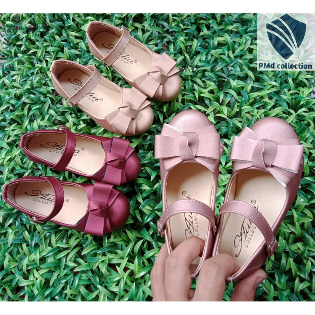 Sepatu Pesta Anak Perempuan Pita Triple Shopee Indonesia