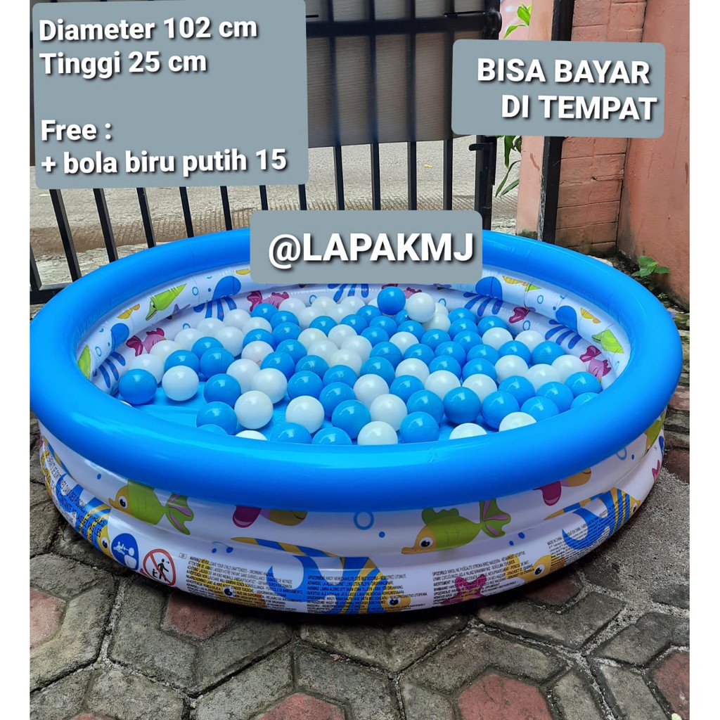 Jual Kolam Renang Anak Bestway 51008 Plus Bola Biru Putih 15Pcs | Shopee Indonesia