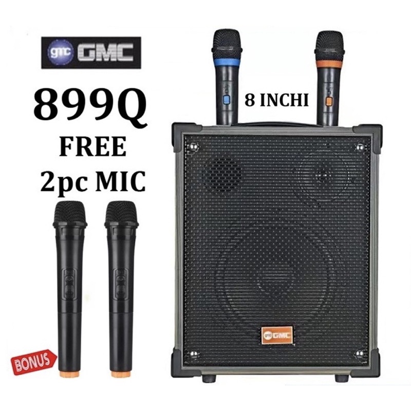 Jual GMC 899Q SPEAKER KARAOKE BLUETOOTH 8 INCH WITH 2 MIC WIRELESS