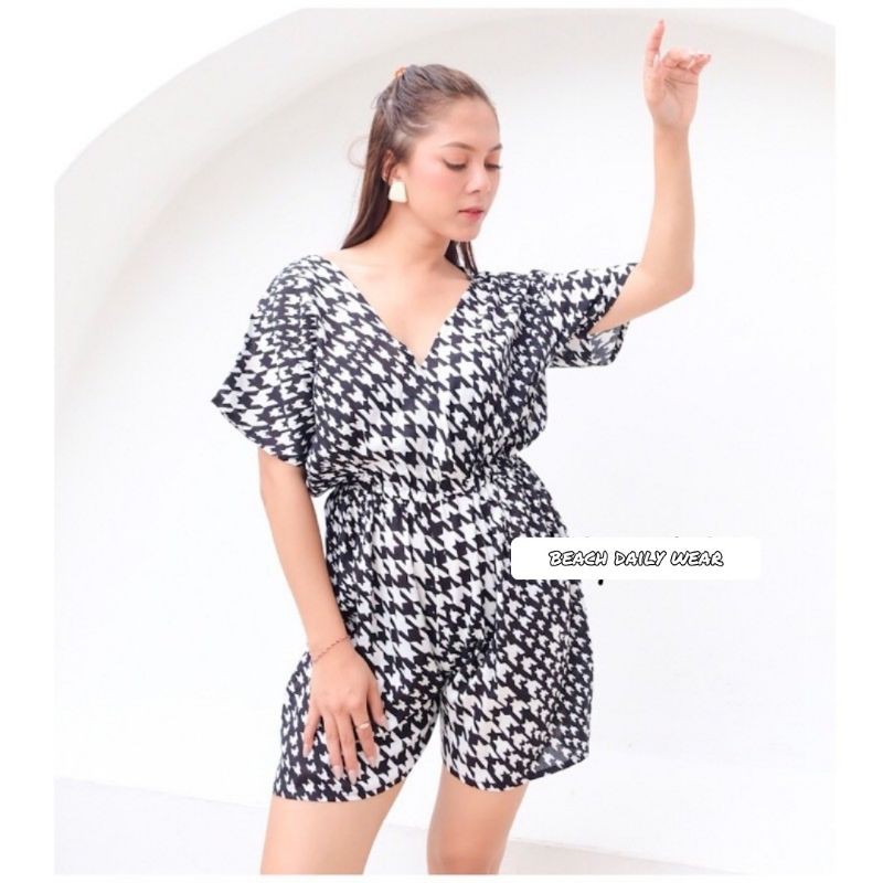 JUMPSUIT V NECK ETHNIC BAJU PANTAI (pilih warna) Shopee