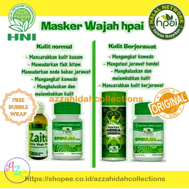 Masker Wajah Spirulina Hni Hpai