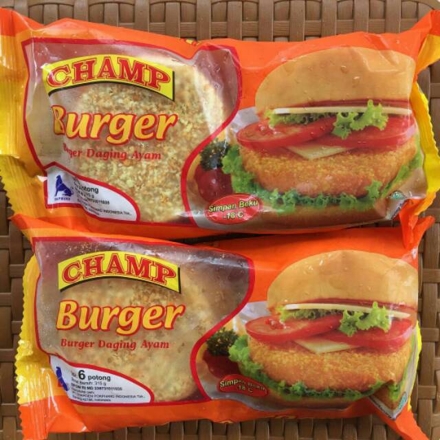 Champ Burger 315GR (isi 6 pcs) CHAMP CHICKEN BURGER BURGER AYAM FROZEN