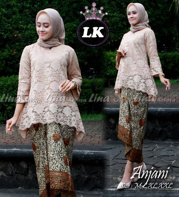 Jual Kebaya Bianca Brokat/Set Kebaya Rinjani/Warna Mocca/Coklat/Abu Silver/Kuning/Putih/Krem/Milo | Shopee Indonesia