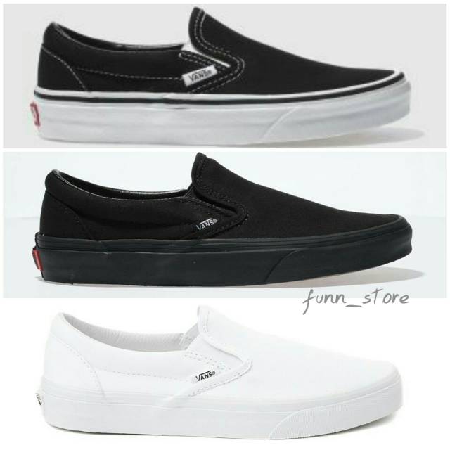 [GRADE ORIGINAL] SEPATU VANS SLIPON HITAM PUTIH FULL BLACK Shopee