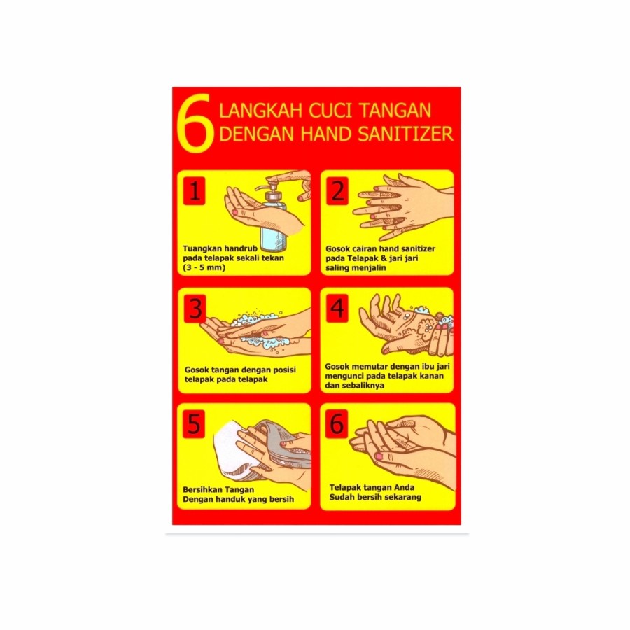 Jual STIKER 6 LANGKAH CUCI TANGAN DENGAN HAND SANITIZER STICKERS
