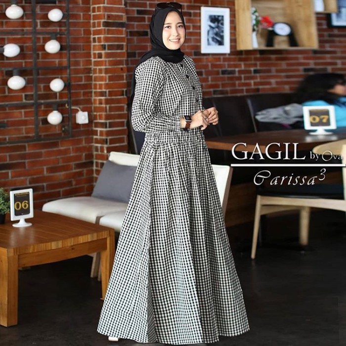 Setelan Gamis Syari Cantik Hitam Pakaian Original Jumbo