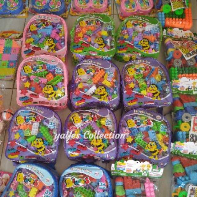 Jual Mainan Anak Block Balok Tas Macam Bentuk Puzzle Random Bongkar Pasang Susun Plastik Edukasi Edukatif | Shopee Indonesia