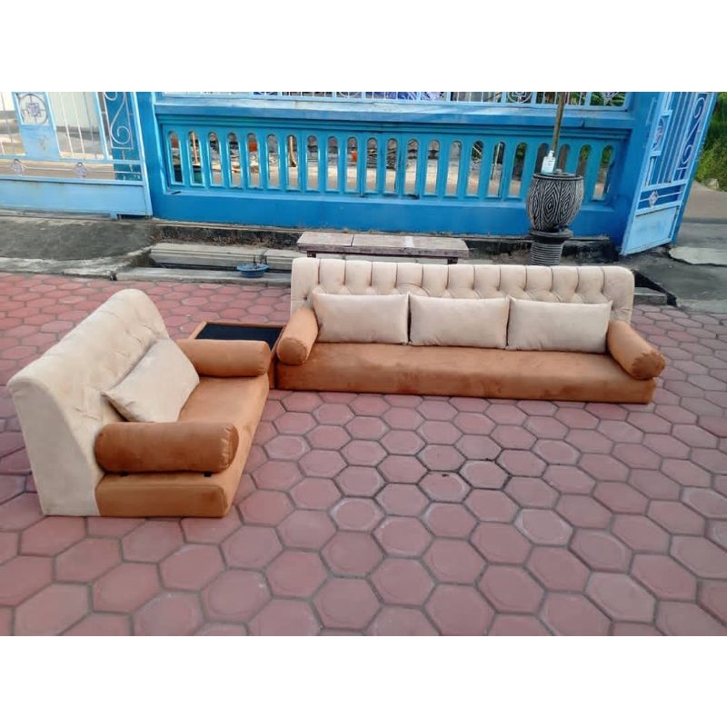 Jual DIY Sofa misnad lantai arab lesehan harga meteran free bantal