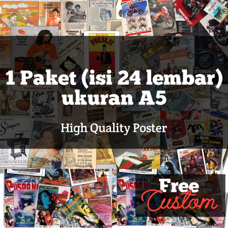 Jual (24 lembar) poster aesthetic wall art otomotif, iklan jadul, film