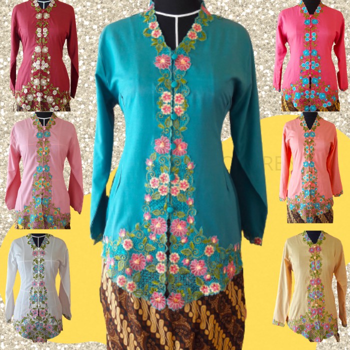 ATASAN KEBAYA MODERN BORDIR KERANCANG BAHAN KATUN KEBAYA ENCIM KEKINIAN
