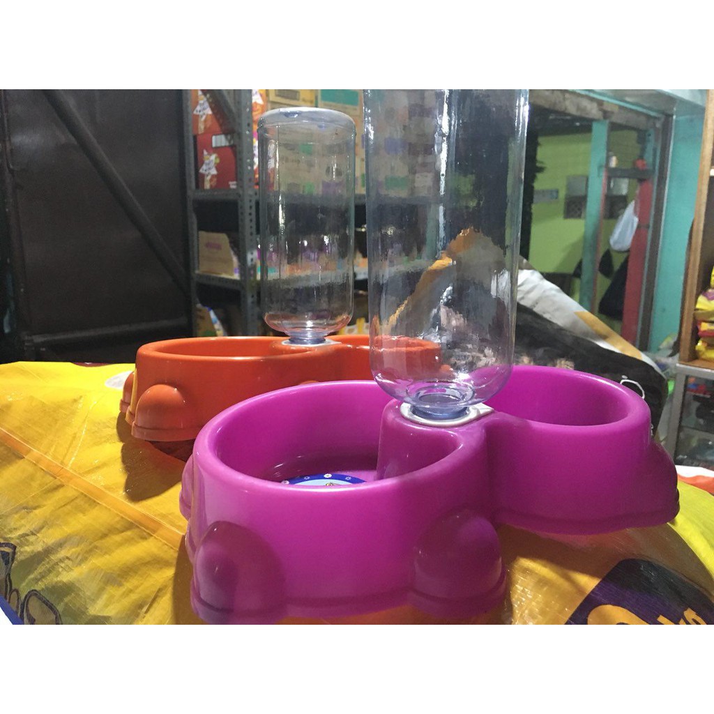 Pet Bowl Double Botol Tempat Wadah Makan Hewan Kucing Anjing Shopee