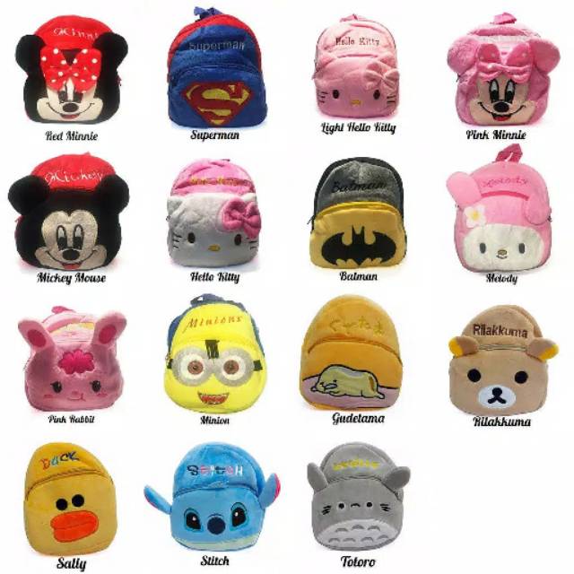 Jual Tas ransel anak karakter boneka Indonesia