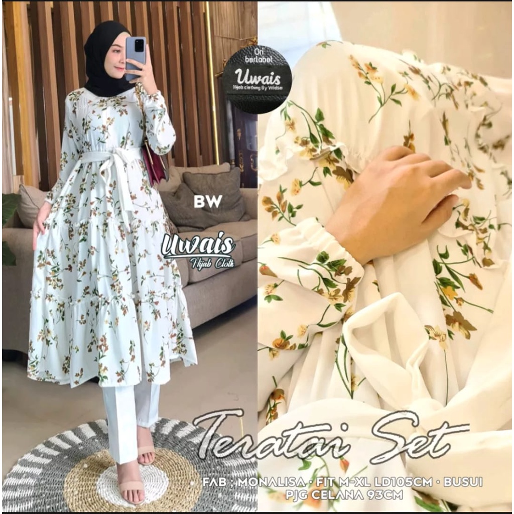 Setcel Teratai Maxi/One Set/Tunik Monalisa/Ikat Pinggang