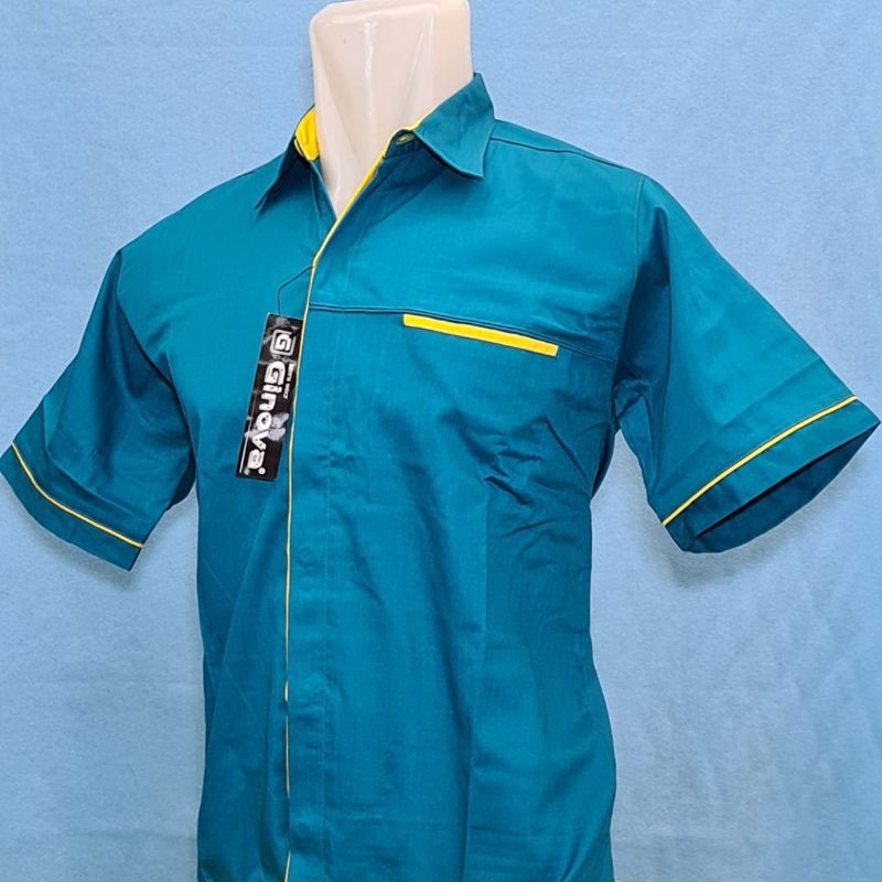 Jual KEMEJA HIJAU TOSCA LIS GOLD. KEMEJA FORMAL BAJU NET TV. SERAGAM KERJA.  BAJU COSTUM BORDIR POLOS GINO Indonesia|Shopee Indonesia