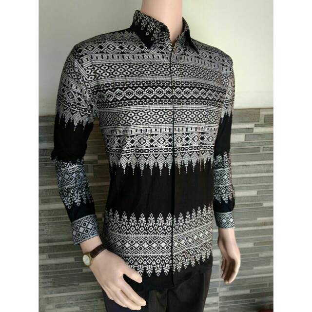 Booties Sale USA KEMEJA BATIK LENGAN PANJANG KOMBINASI KAOS KATUN