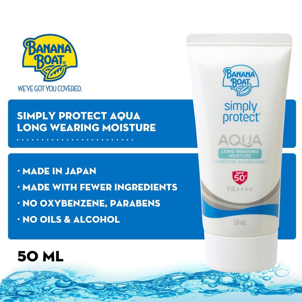 Jual Banana Boat Simply Protect Aqua Long Wearing Moisture Sunscreen Lotion SPF 50+ Shopee