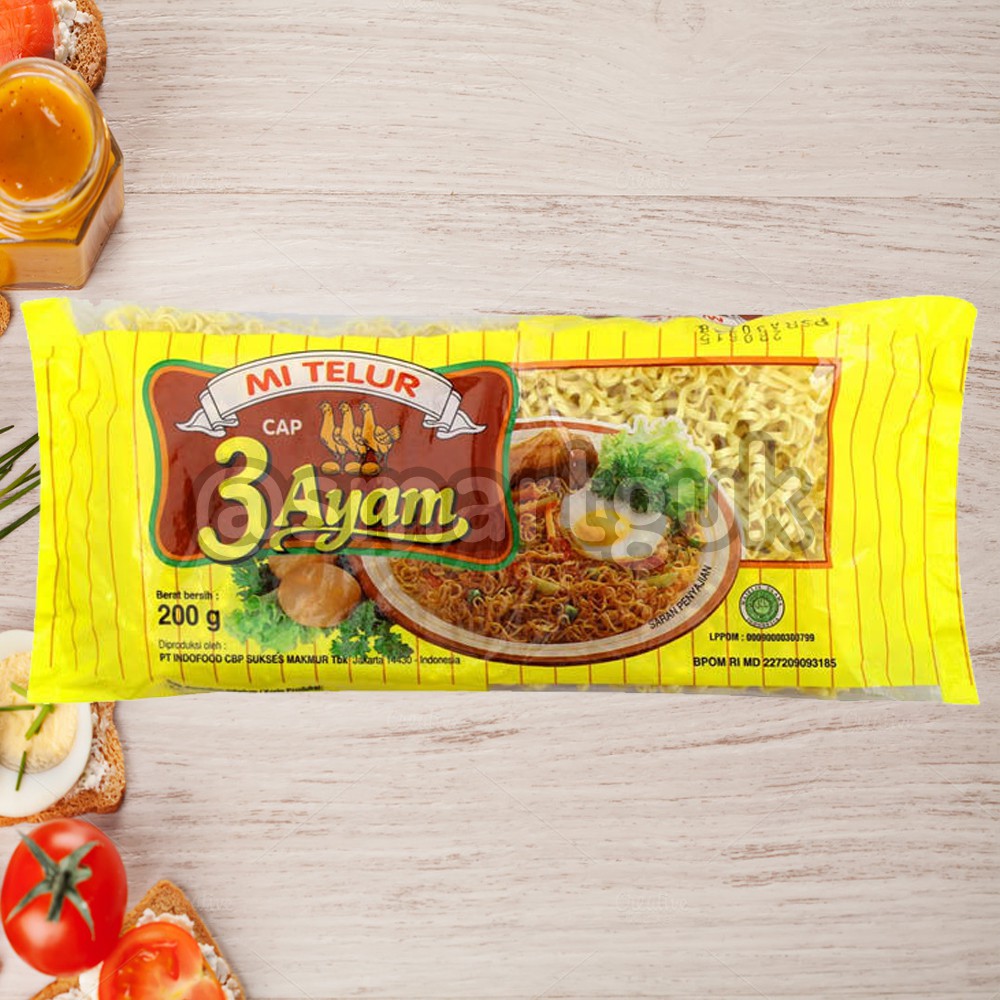 Mie Telur Cap 3 Ayam Kuning 200 Gram Mi Telor Keriting Shopee Indonesia