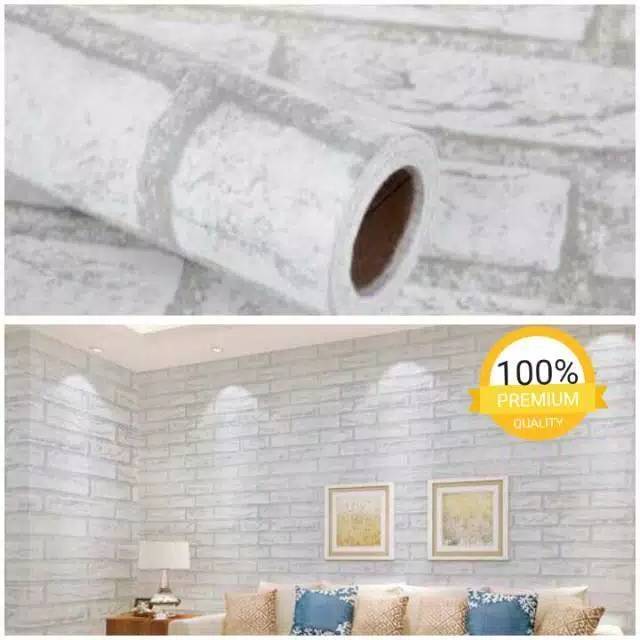 Jual Wallpaper Dinding Sticker Dinding Motif Batu Bata Putih Shopee