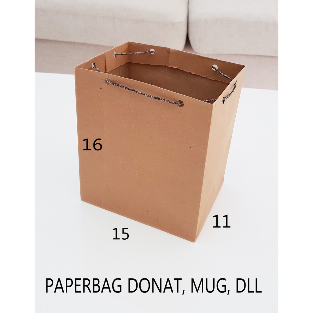 paper bag polos paperbag coklat ukuran 15 x 16 tas kertas donat mug