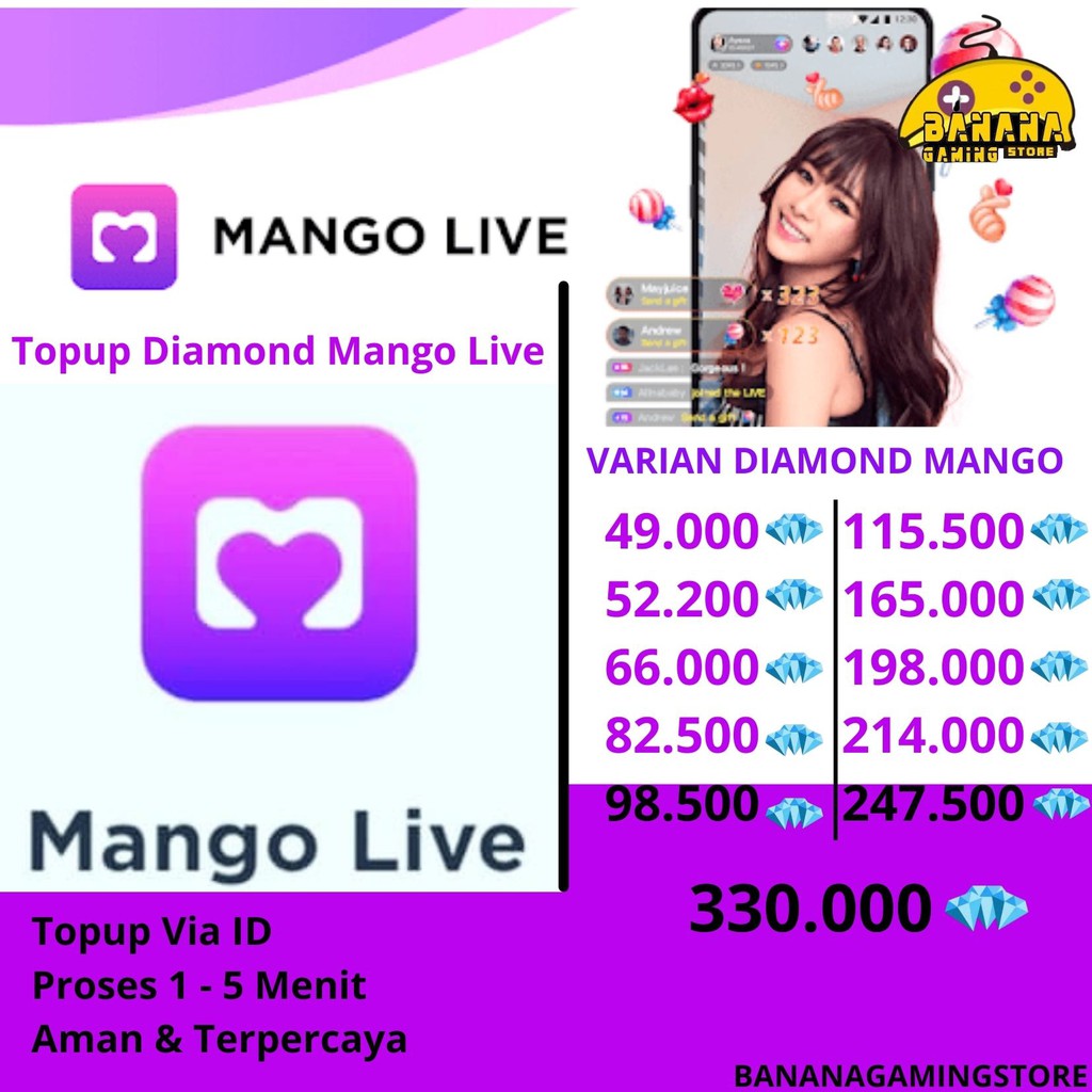 Jual Mango Live VIA ID! Mango Live Diamond VIA ID TopUp Mango