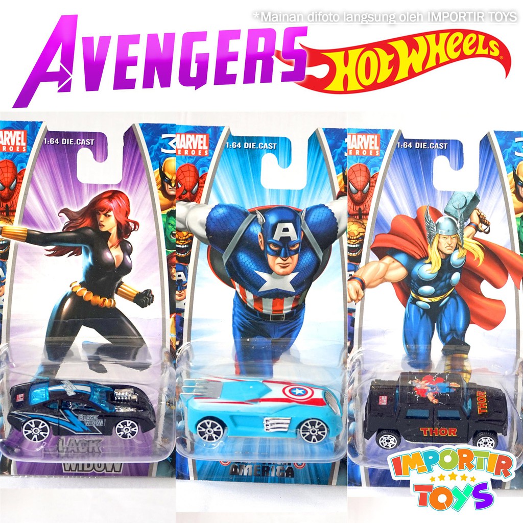 Jual MAINAN MOBIL DIECAST MARVEL (Black Widow, Captain America, Thor