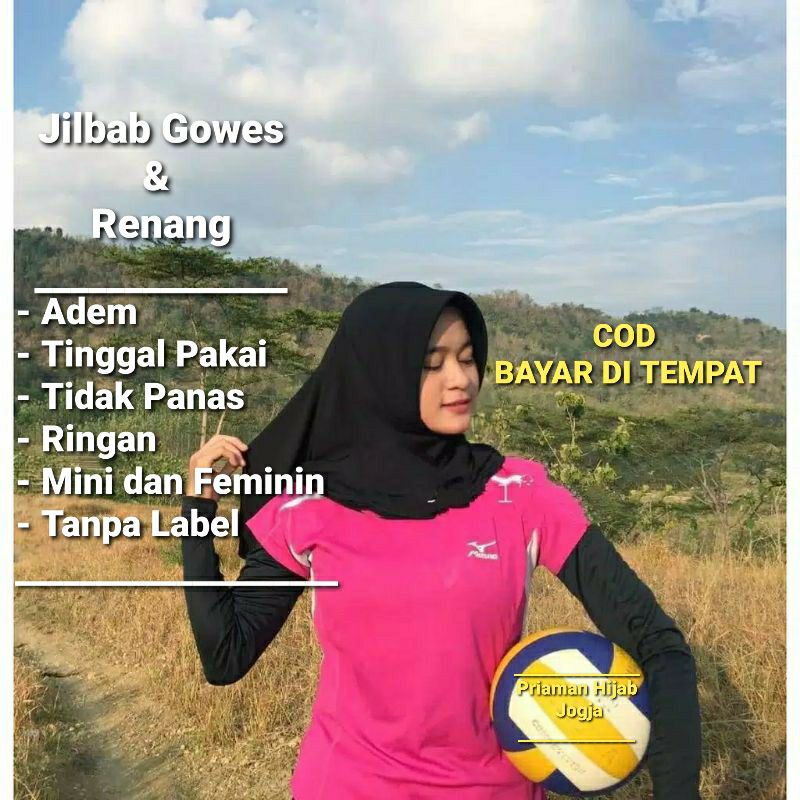 Jilbab Instan Gowes atau Renang Hijab Sport jersey Premium Shopee