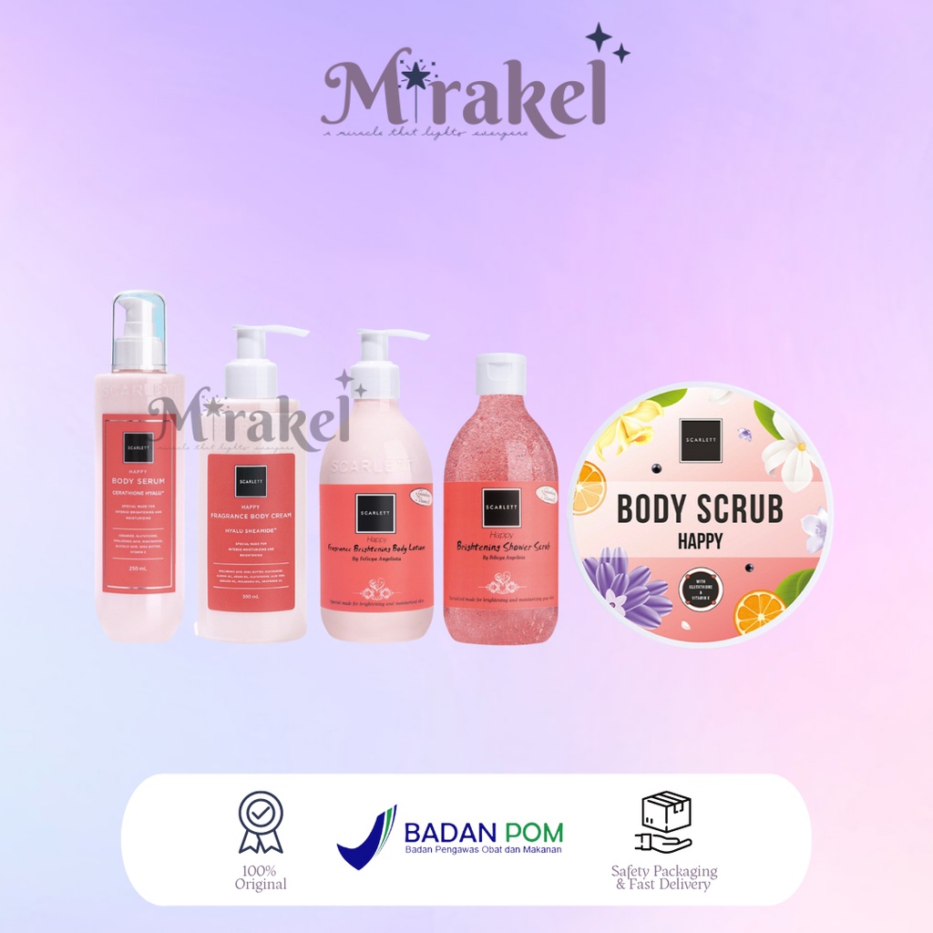 Jual Scarlett Whitening Happy Series All Variant Body Lotion Shower