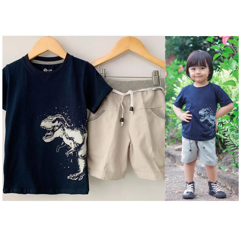 Setelan Anak Cowok Navy Dino Size 1,2,3Tahun Murah Shopee Indonesia