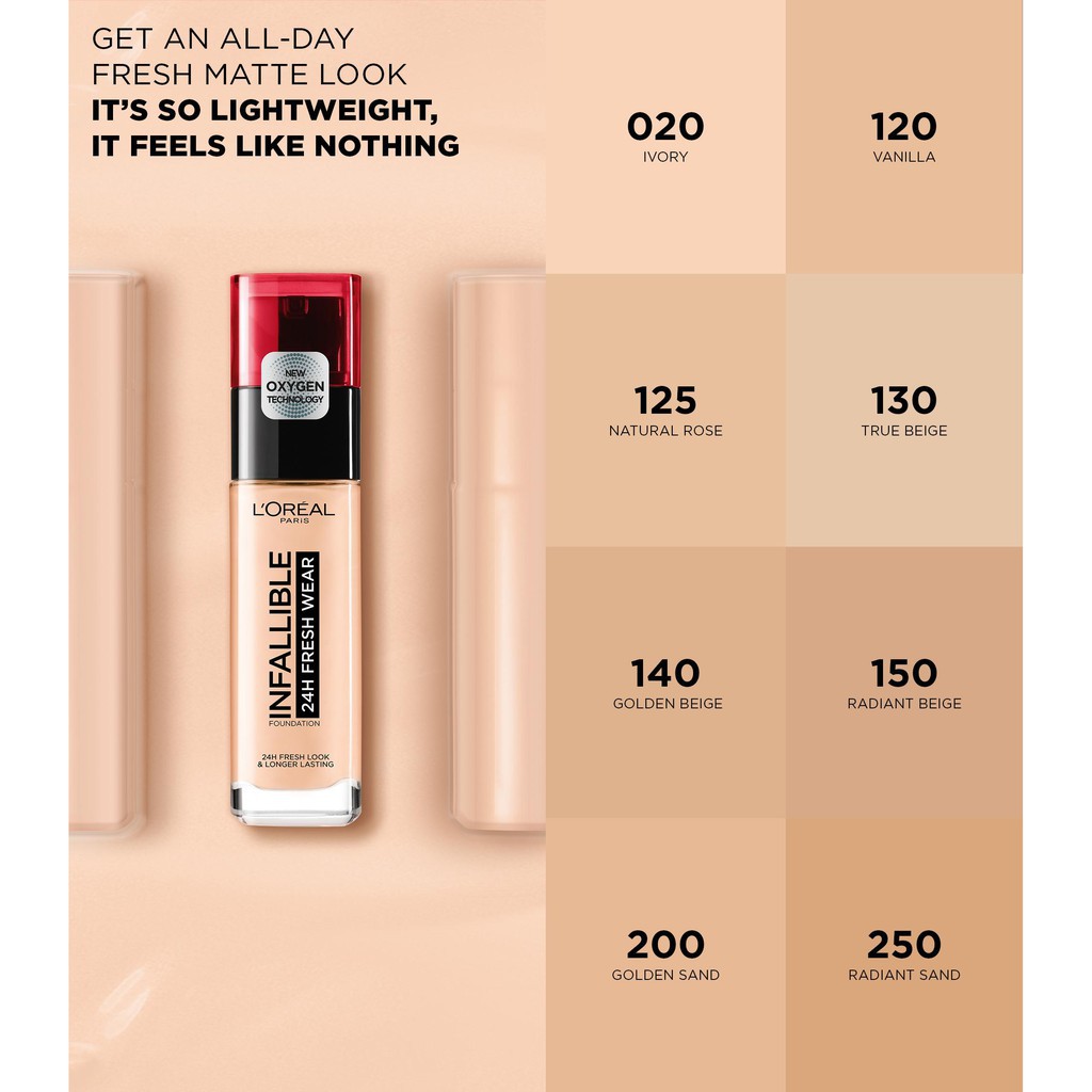 Jual Loreal Infallible Foundation 24 Hours Fresh Wear 30 Ml @Mj Indonesia|Shopee Indonesia
