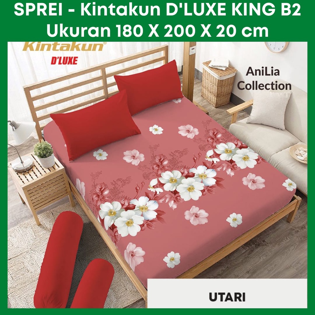 Jual KINTAKUN DLUXE Sprei Ukuran 180 X 200 cm KING Size Bantal 2